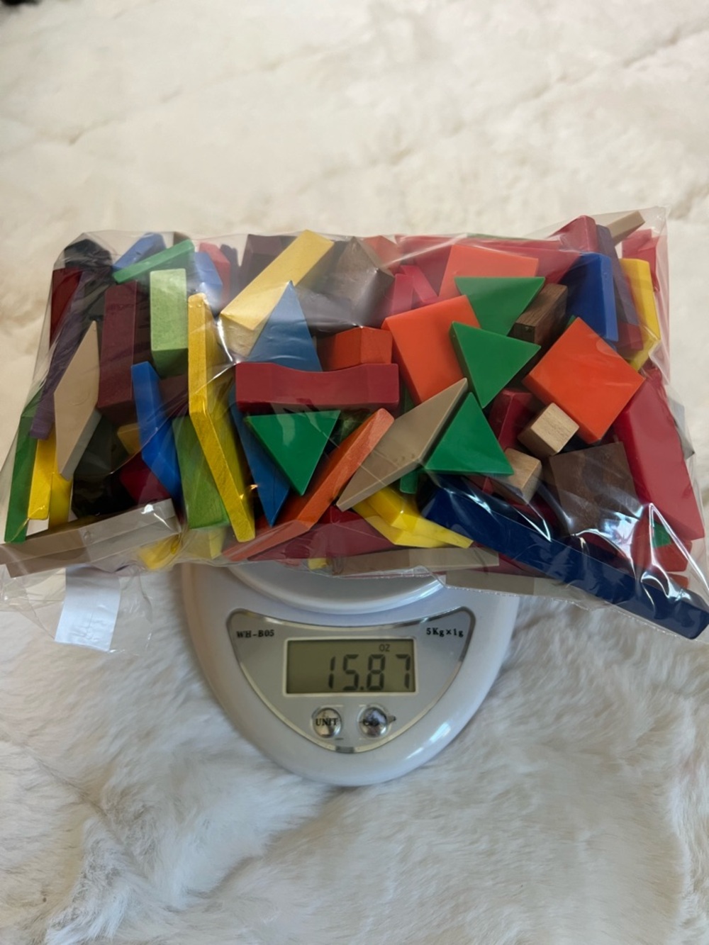 Wood/plastic Pattern Blocks Set Color Shapes Math Manipulatives Homeschool - Picture 2 of 2